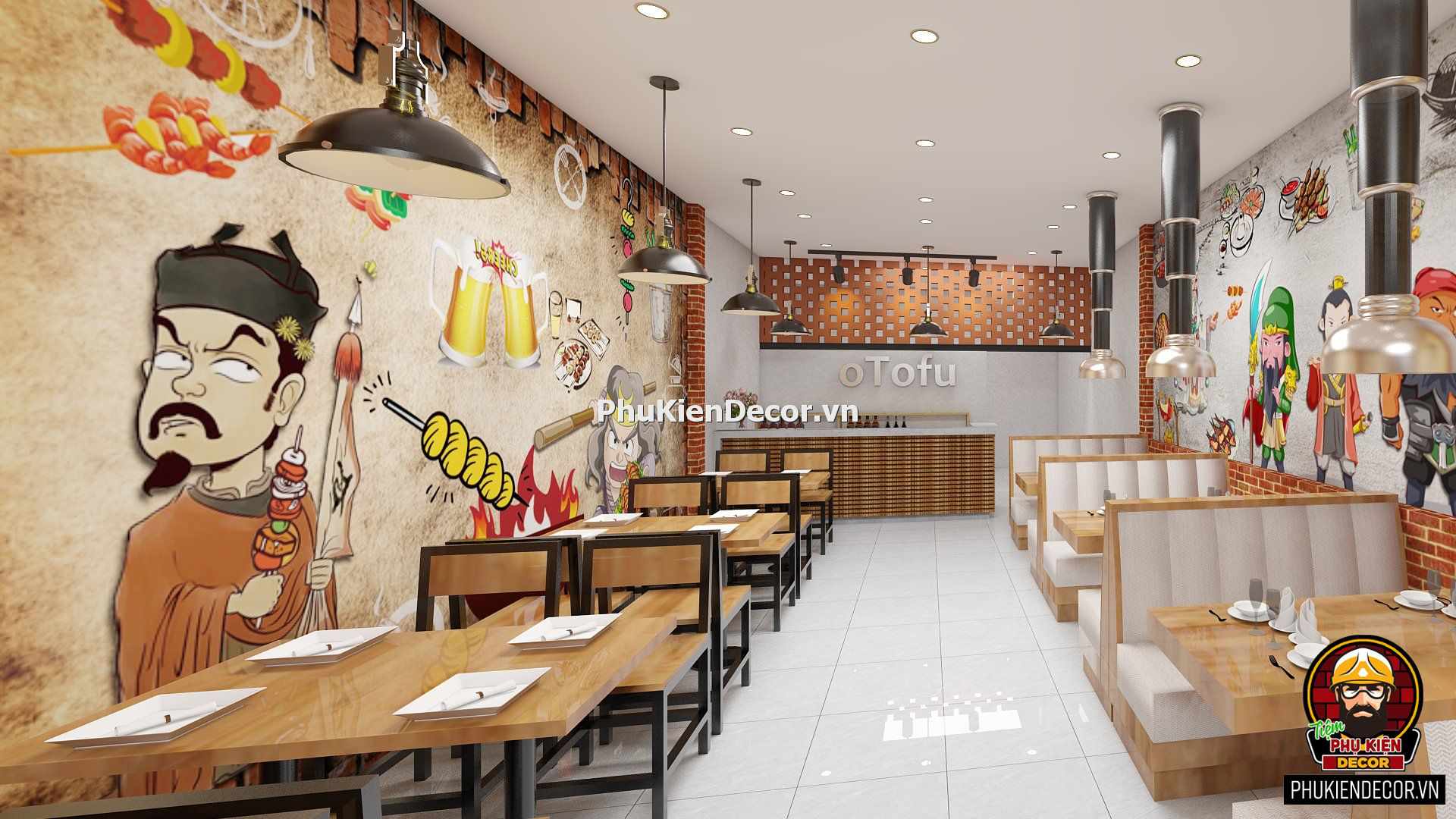 Decal tranh dán tường quán Ăn Vặt, Lẩu nướng, Xiên que Decal tranh dán tường quán Ăn Vặt, Lẩu nướng, Xiên que