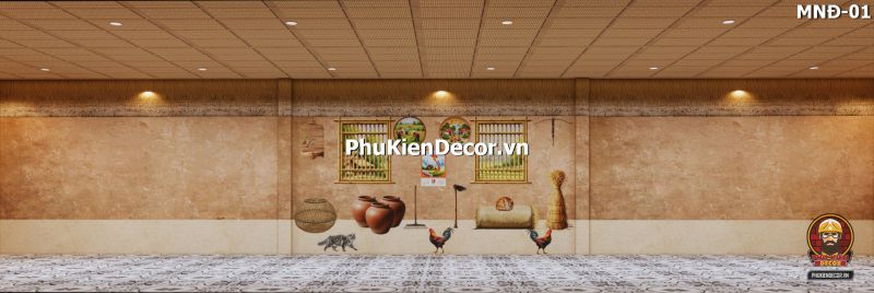 Mẫu thiết kế quán ăn dân dã sử dụng tranh dán tường vách đất đá Mẫu thiết kế quán ăn dân dã sử dụng tranh dán tường vách đất đá