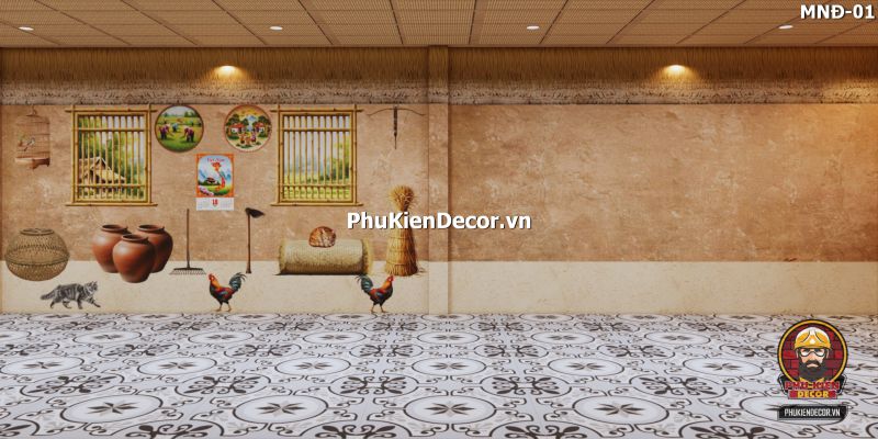 Tranh vách đất đá trang trí cho quán nhậu Tranh vách đất đá trang trí cho quán nhậu