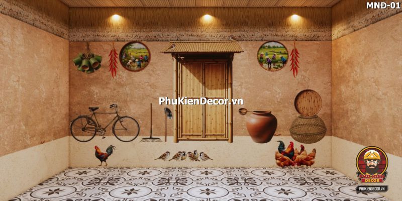 Tranh dán tường chủ đề vách đất đá Tranh dán tường chủ đề vách đất đá