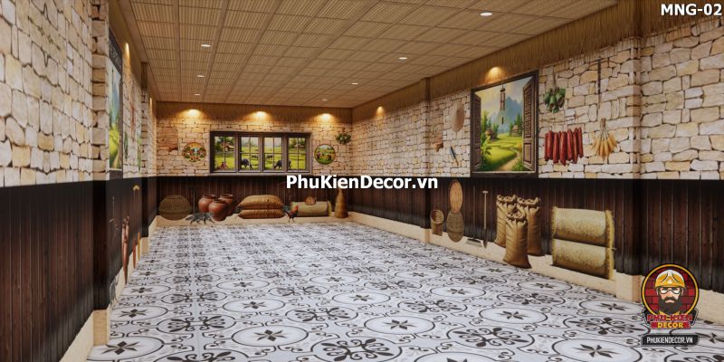 Cách trang trí quán phong cách đồng quê với tranh dán tường 3D Cách trang trí quán phong cách đồng quê với tranh dán tường 3D