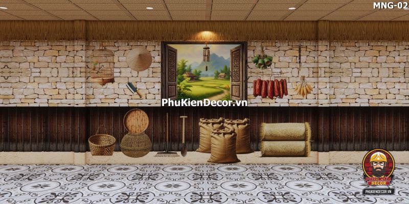 Cách trang trí quán phong cách đồng quê với tranh dán tường 3D Cách trang trí quán phong cách đồng quê với tranh dán tường 3D