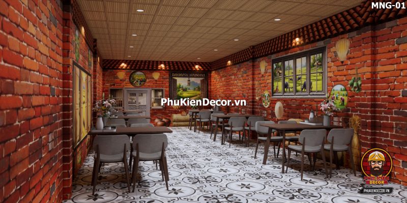 Tranh dán tường trang trí nhà hàng phong cách đồng quê Tranh dán tường trang trí nhà hàng phong cách đồng quê