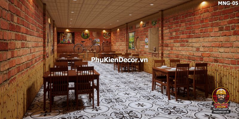 Mảng tường với tranh dán tường gạch đỏ đầy hoài niệm Mảng tường với tranh dán tường gạch đỏ đầy hoài niệm