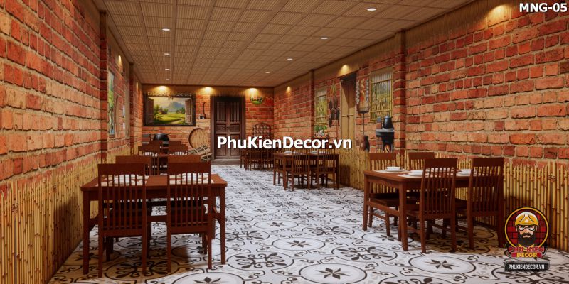 Tranh dán tường 3D vách gạch giả cổ, hiệu ứng chiều sâu như tường gạch thật Tranh dán tường 3D vách gạch giả cổ, hiệu ứng chiều sâu như tường gạch thật