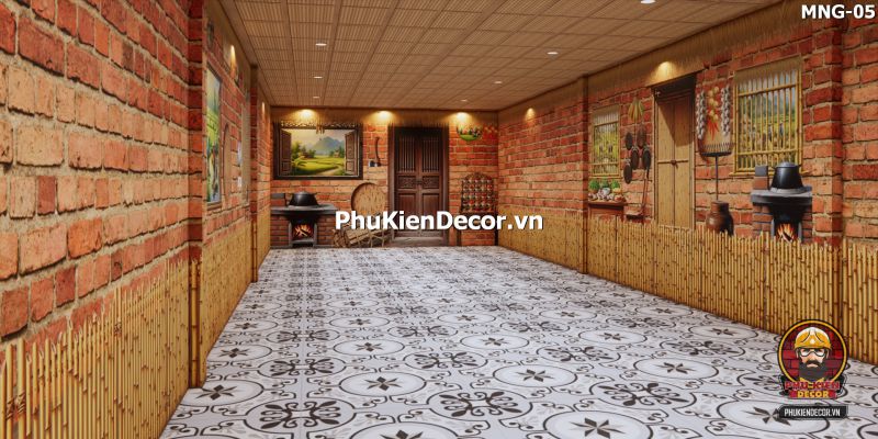 Tranh dán tường 3D vách gạch giả cổ, hiệu ứng chiều sâu như tường gạch thật Tranh dán tường 3D vách gạch giả cổ, hiệu ứng chiều sâu như tường gạch thật