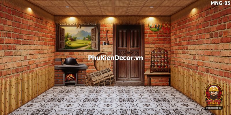 Tranh dán tường 3D vách gạch giả cổ, hiệu ứng chiều sâu như tường gạch thật Tranh dán tường 3D vách gạch giả cổ, hiệu ứng chiều sâu như tường gạch thật