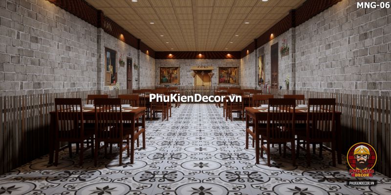 Tranh dán tường nền gạch trang trí quán ăn làng quê Tranh dán tường nền gạch trang trí quán ăn làng quê