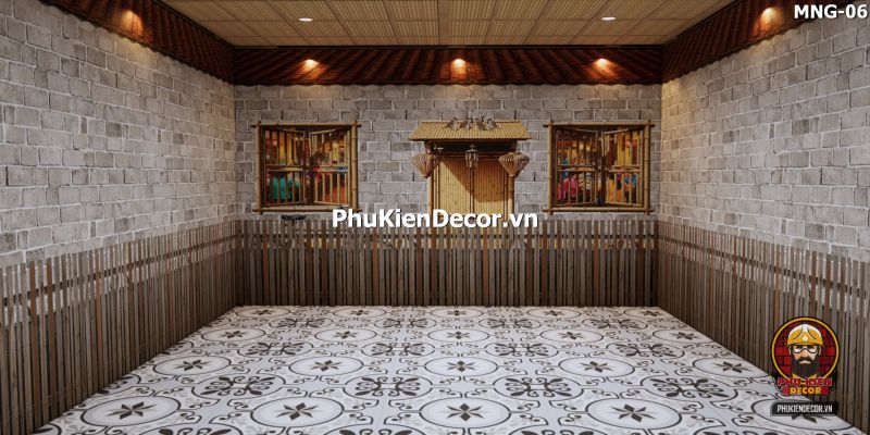 Tranh dán tường nền gạch trang trí quán ăn làng quê Tranh dán tường nền gạch trang trí quán ăn làng quê