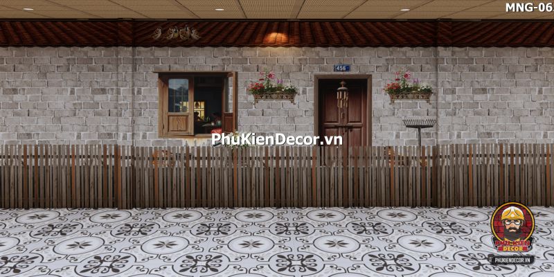 Tranh dán tường nền gạch trang trí quán ăn làng quê Tranh dán tường nền gạch trang trí quán ăn làng quê