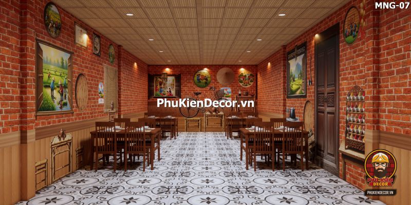 Tranh dán tường quán nhà hàng phong cách đồng quê Tranh dán tường quán nhà hàng phong cách đồng quê