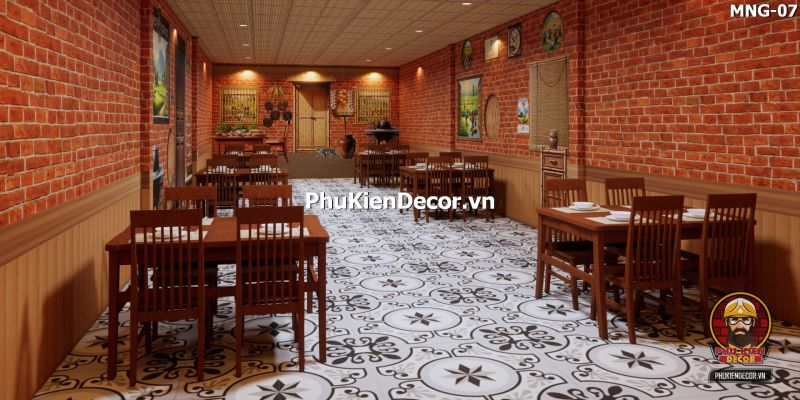 Trang trí quán ăn với tranh 3D phong cách đồng quê Trang trí quán ăn với tranh 3D phong cách đồng quê