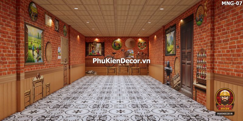 Trang trí quán ăn với tranh 3D phong cách đồng quê Trang trí quán ăn với tranh 3D phong cách đồng quê