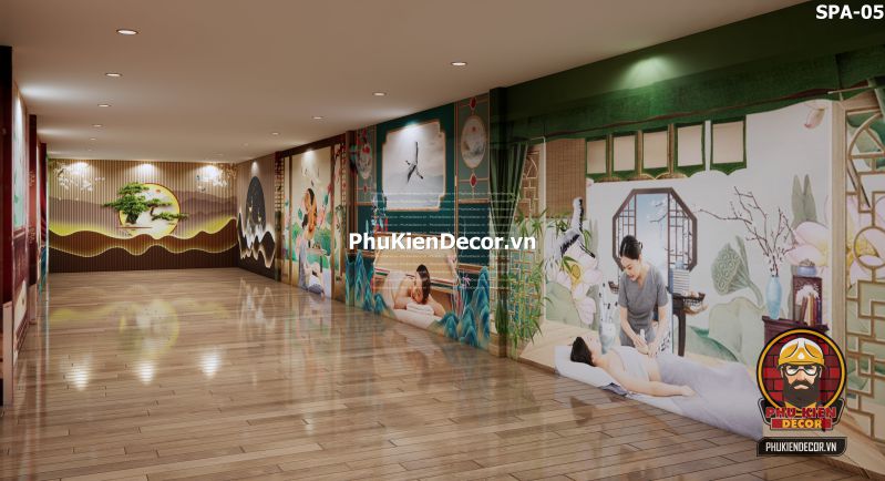 Tranh dán tường tiệm massage 3D Tranh dán tường tiệm massage 3D