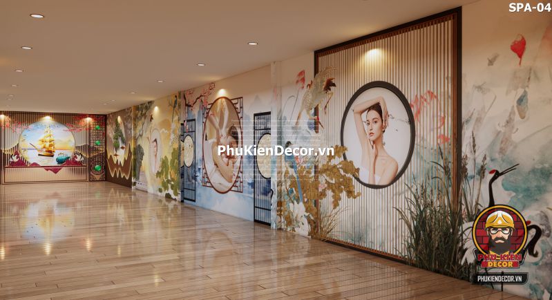 Tranh dán tường tiệm gội đầu và massage Tranh dán tường tiệm gội đầu và massage