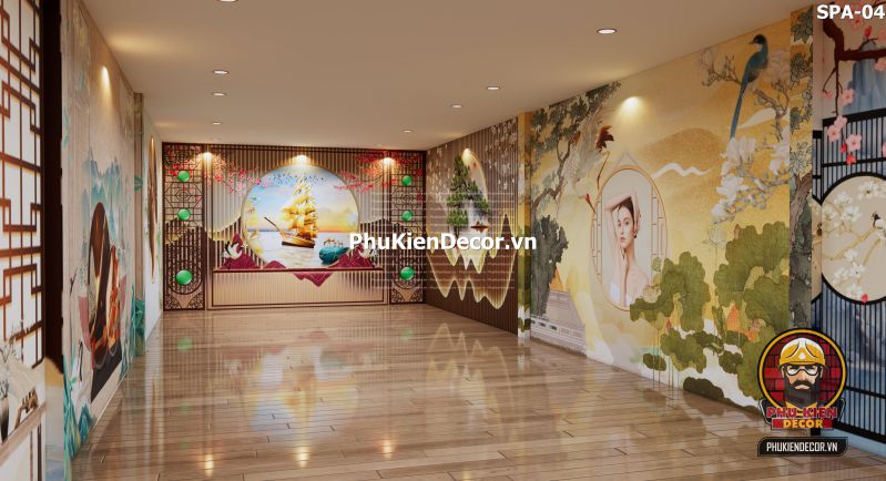 Trang trí spa bằng hình ảnh 3D Lam sóng Trang trí spa bằng hình ảnh 3D Lam sóng