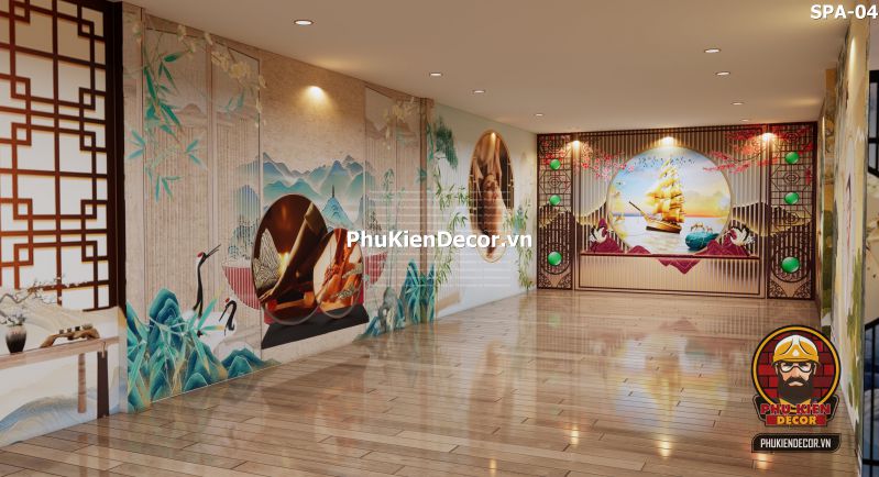 Tranh dán tường thiên nhiên 3D trang trí spa Tranh dán tường thiên nhiên 3D trang trí spa