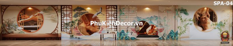 Tranh dán tường tiệm gội đầu và massage Tranh dán tường tiệm gội đầu và massage