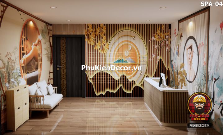 tranh dán tường 3D lam sóng sang trọng trang trí spa tranh dán tường 3D lam sóng sang trọng trang trí spa