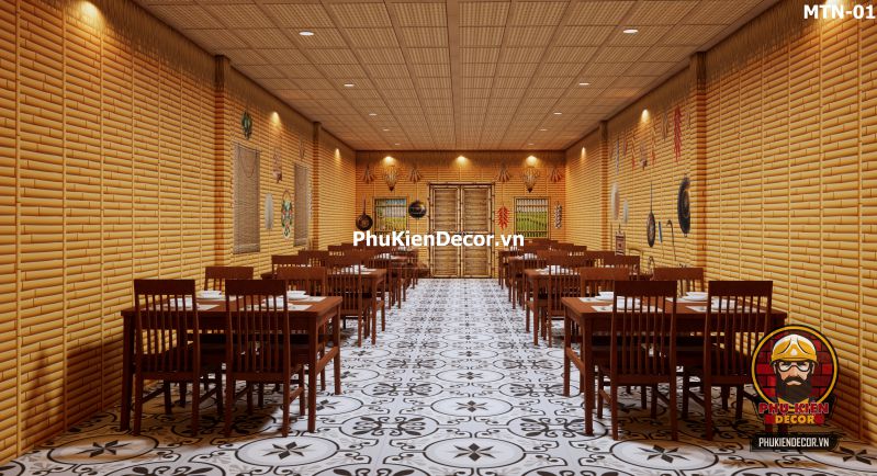 Tranh dán tường tre nứa lá phong cách làng quê Tranh dán tường tre nứa lá phong cách làng quê