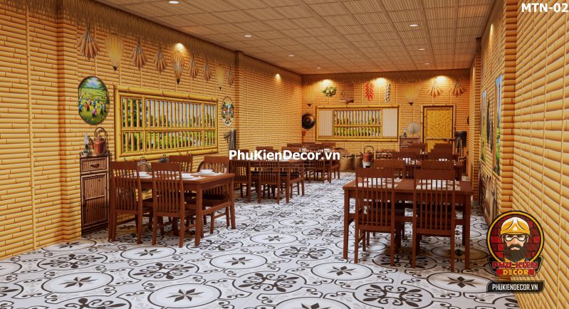 Tranh dán tường tre nứa lá phong cách làng quê Tranh dán tường tre nứa lá phong cách làng quê