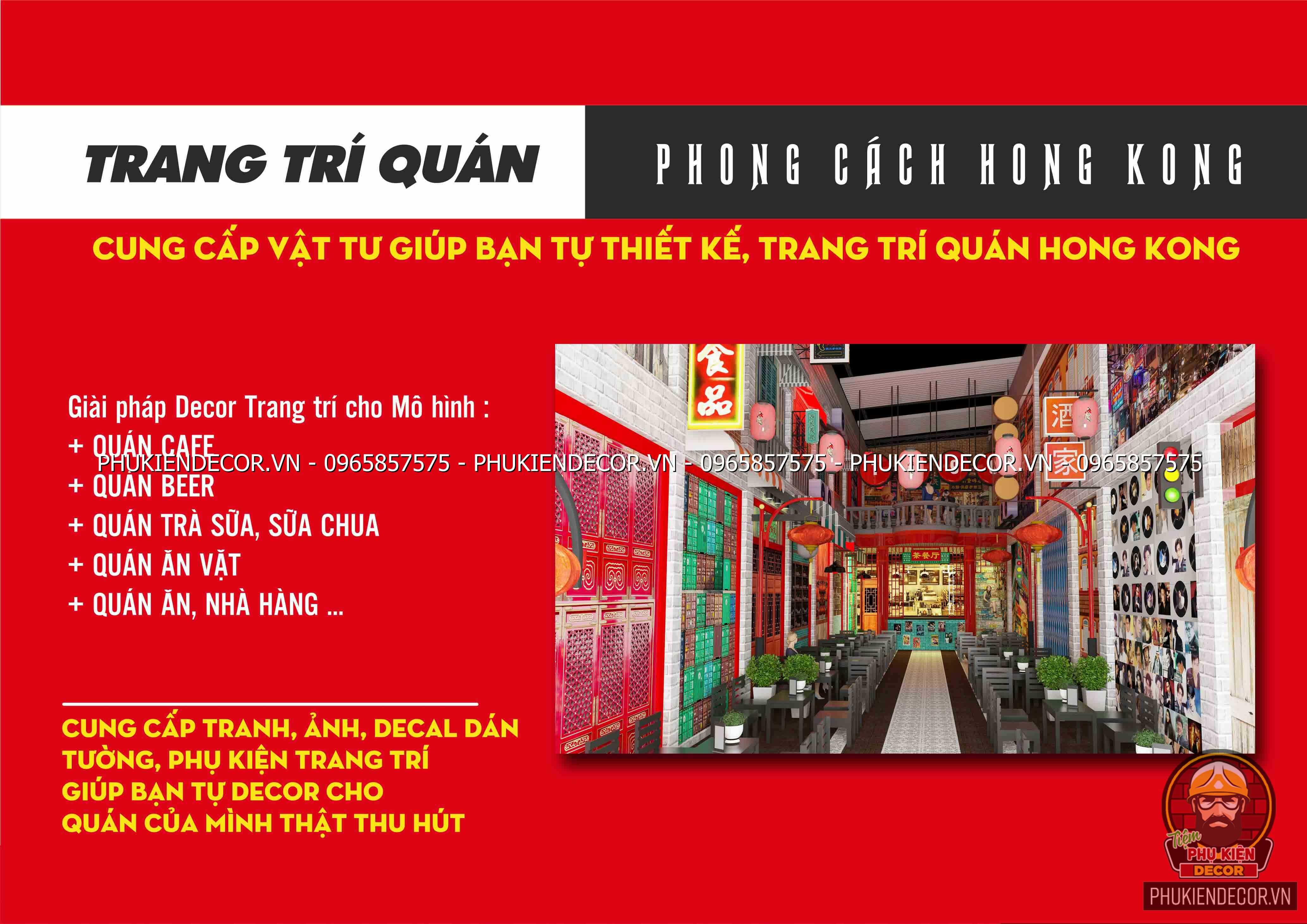 Tranh Dán Tường 3D Đường Phố Kiểu Phong Cách Hong Kong Mang Lại Một Không Gian Rực Rỡ