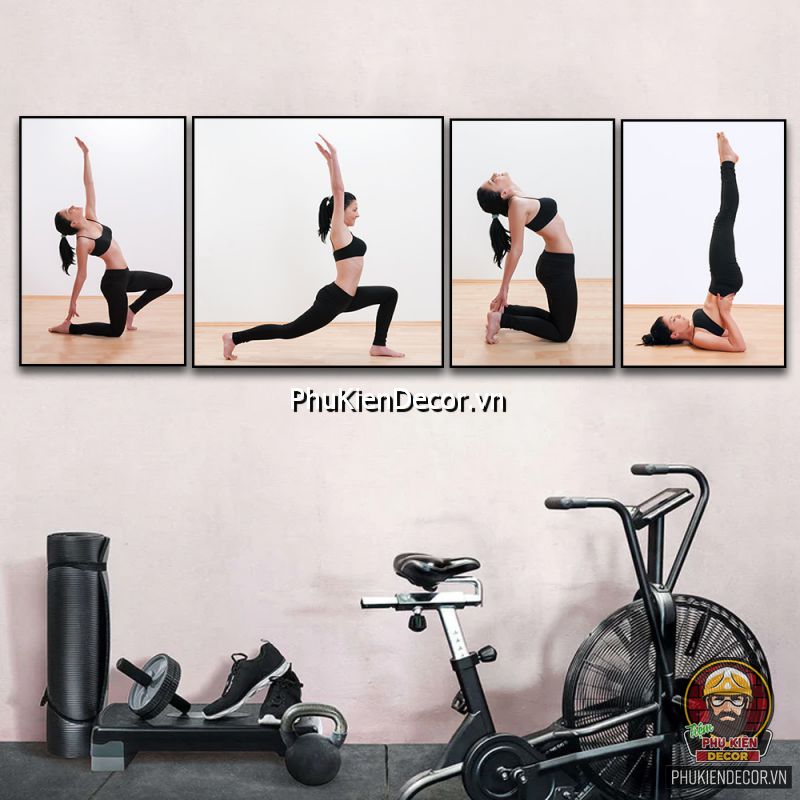Mẫu tranh treo tường cho phòng tập Yoga sẽ mang đến một cảm giác thanh bình và tràn đầy năng lượng. Giúp bạn tăng cường sự tập trung và thăng hoa trên con đường Yoga chinh phục.