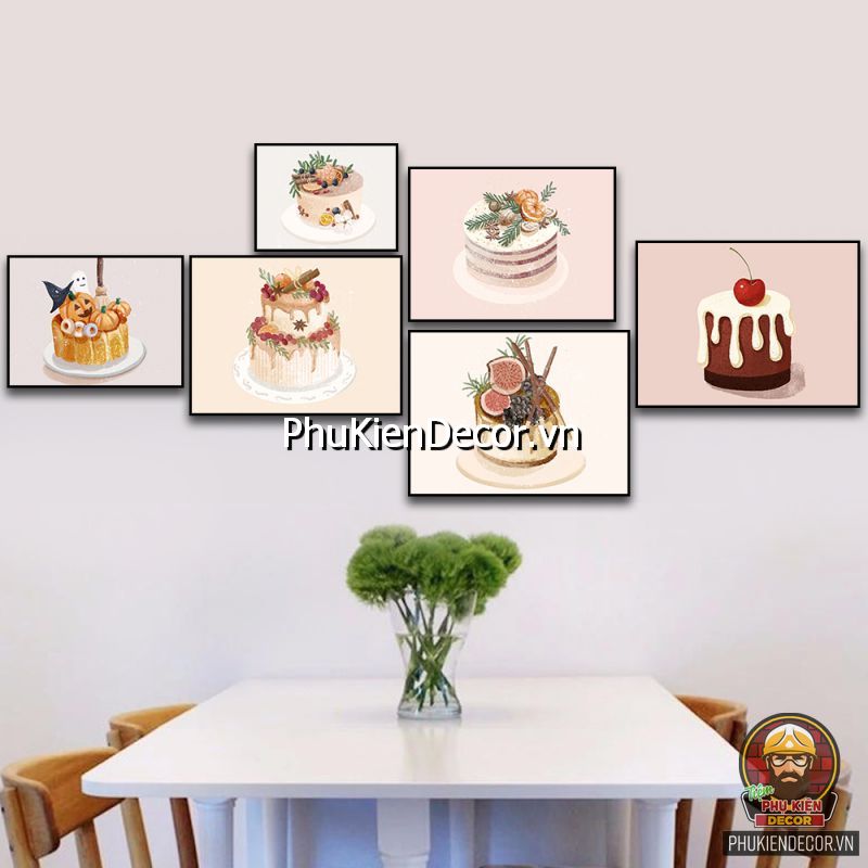 Tranh treo tường mẫu bánh cupcake dễ thương, xinh xắn Tranh treo tường mẫu bánh cupcake dễ thương, xinh xắn