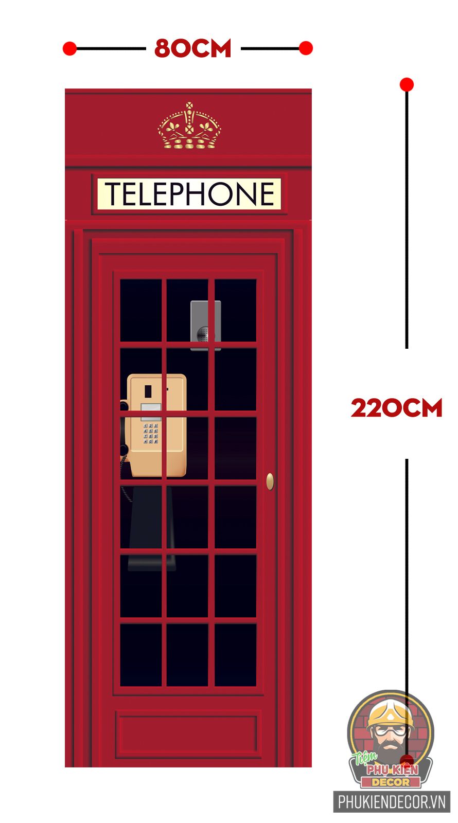 Kích thước mẫu Decal bốt điện thoại Kích thước mẫu Decal bốt điện thoại
