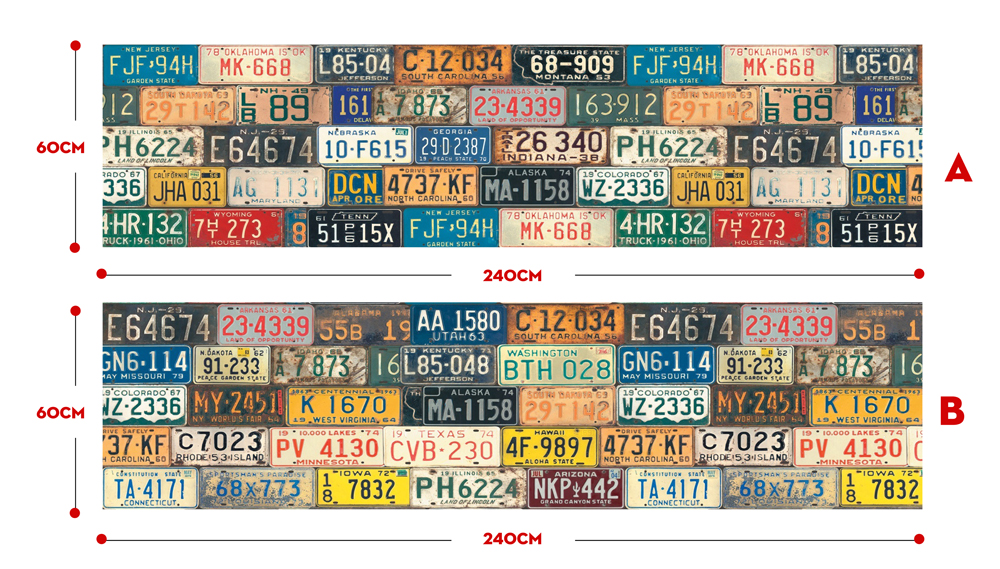 Mẫu decal dán tường biển số xe có kích thước 60x2400 x 2 tấm Mẫu decal dán tường biển số xe có kích thước 60x2400 x 2 tấm