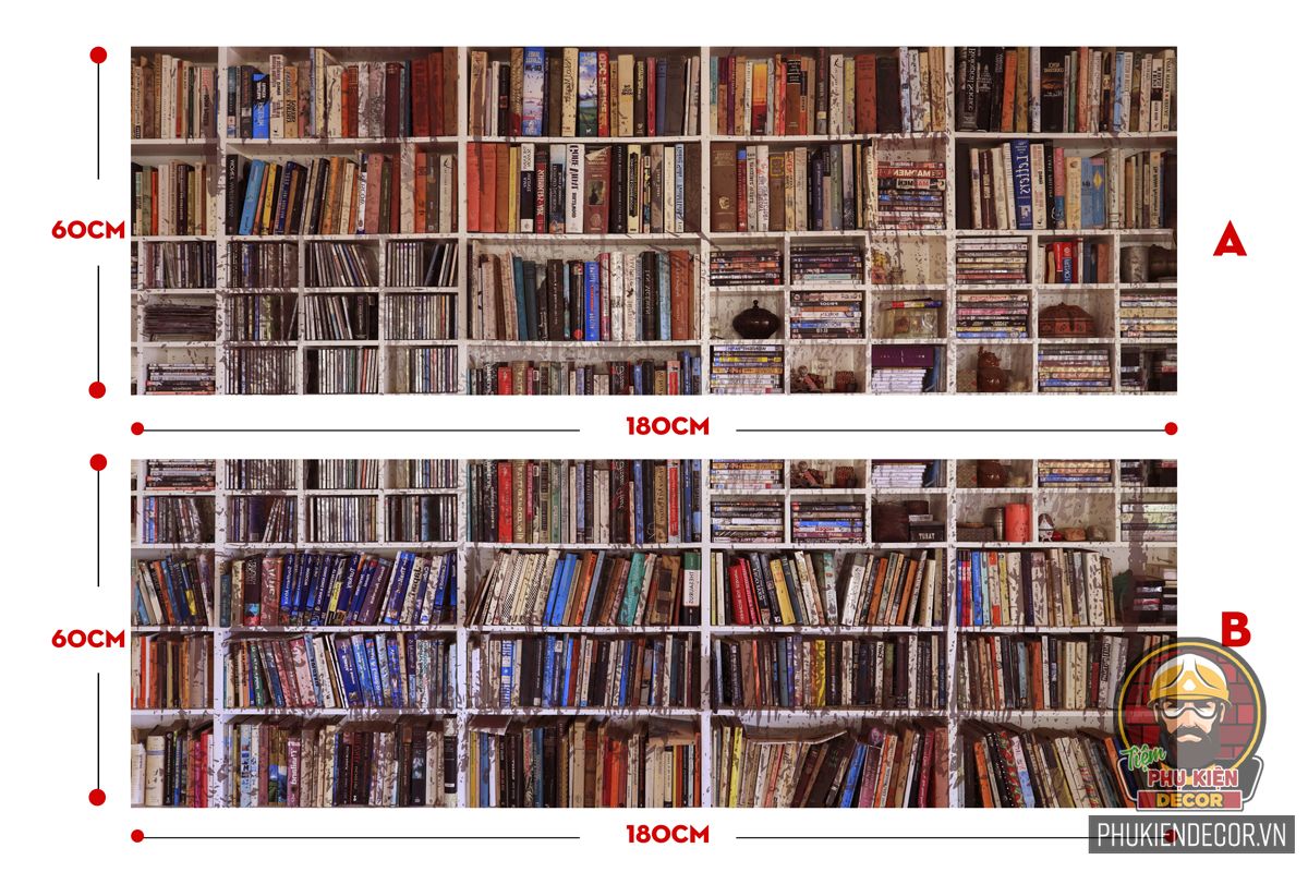 Kích thước mẫu Decal Tiệm sách - kệ sách Báo cũ 60x180cm Kích thước mẫu Decal Tiệm sách - kệ sách Báo cũ 60x180cm