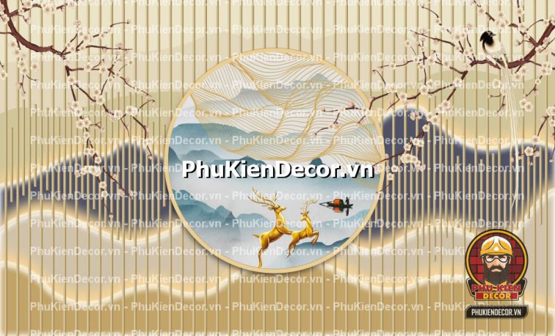 Tranh dán tường spa sang trọng với họa tiết Lam sóng Tranh dán tường spa sang trọng với họa tiết Lam sóng