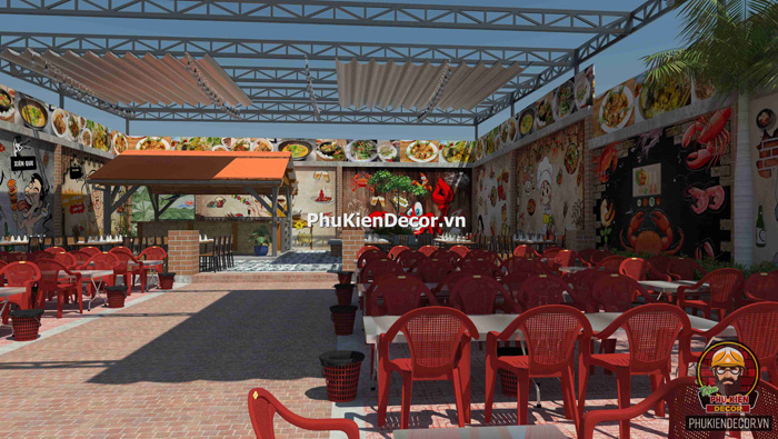 Mẫu thiết kế trang trí quán Lẩu nướng bình dân, đẹp và độc đáo Mẫu thiết kế trang trí quán Lẩu nướng bình dân, đẹp và độc đáo