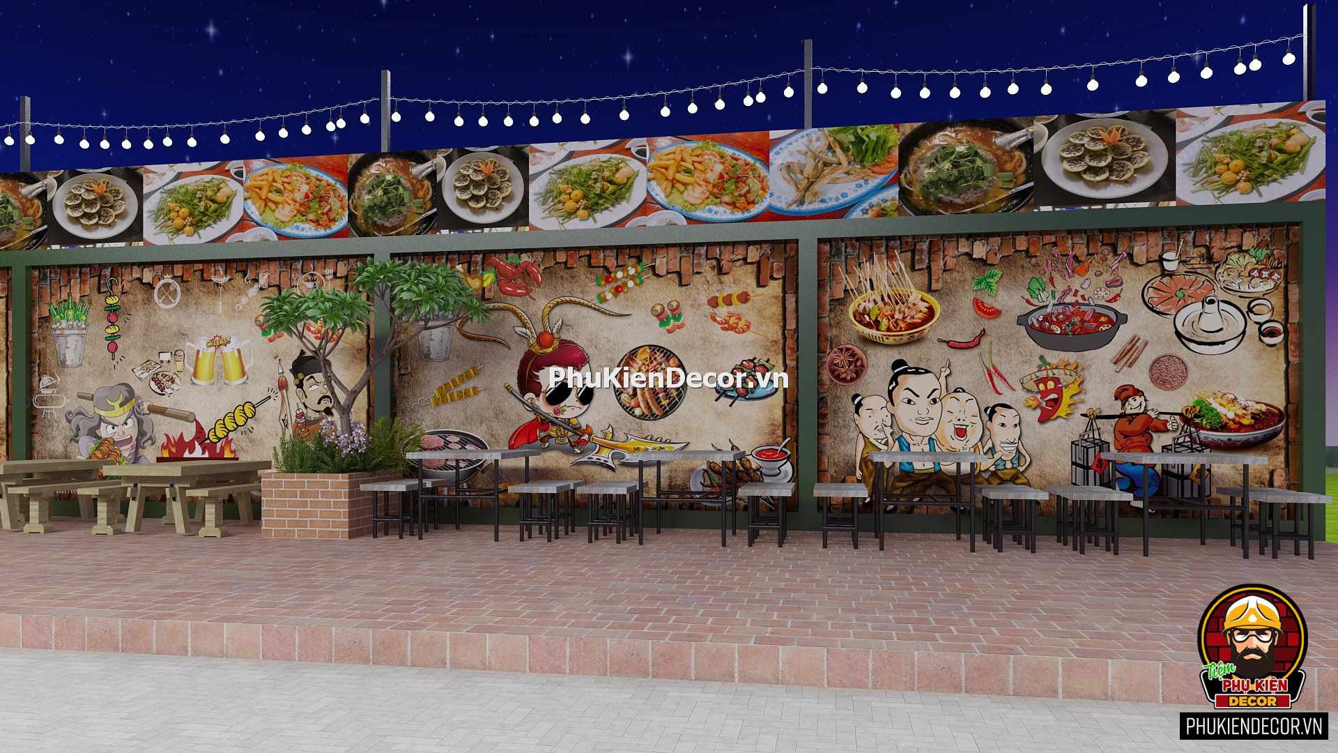 Mẫu thiết kế trang trí quán Lẩu nướng bình dân, đẹp và độc đáo Mẫu thiết kế trang trí quán Lẩu nướng bình dân, đẹp và độc đáo