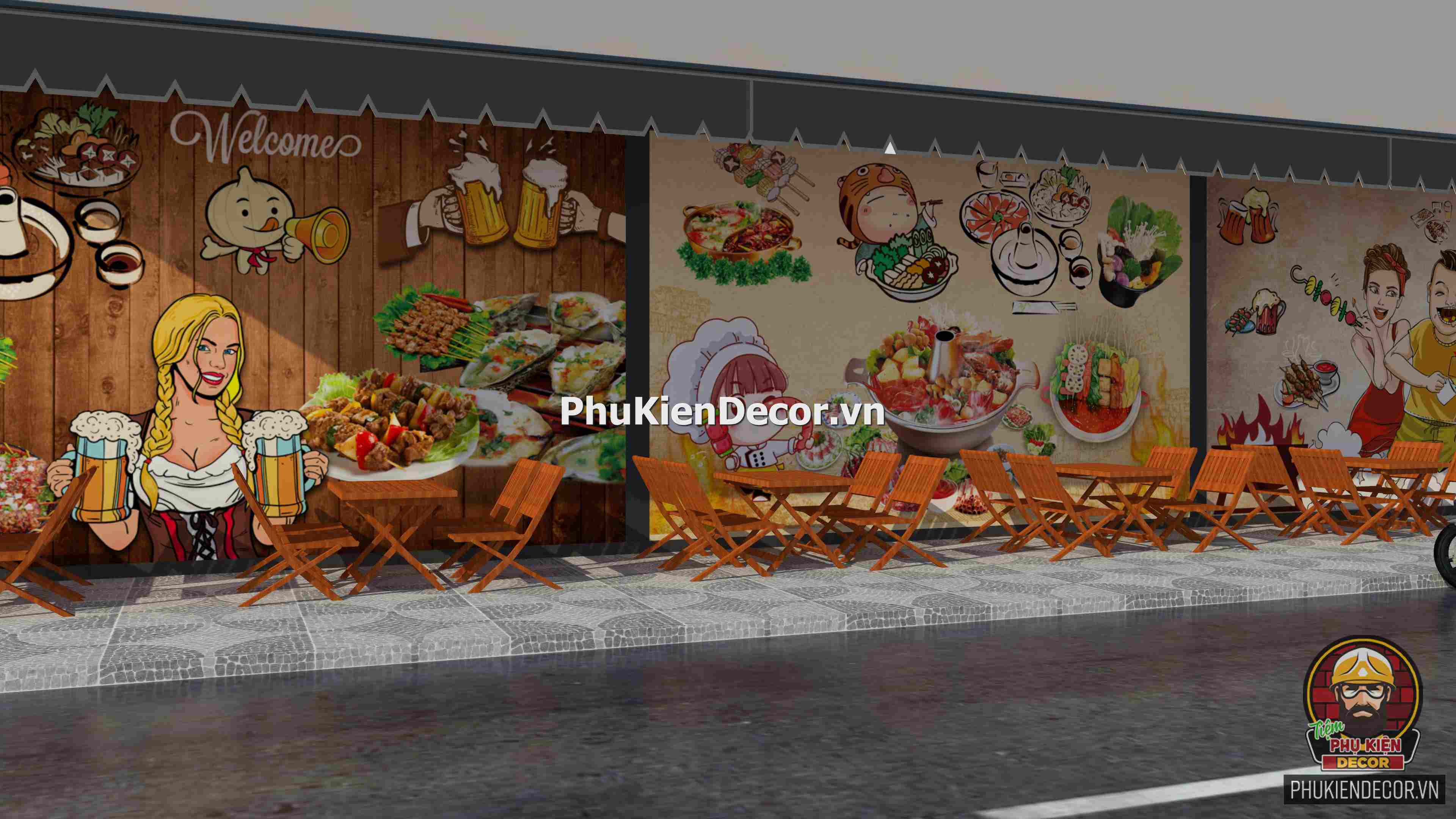 Mẫu thiết kế trang trí quán Lẩu nướng bình dân, đẹp và độc đáo Mẫu thiết kế trang trí quán Lẩu nướng bình dân, đẹp và độc đáo