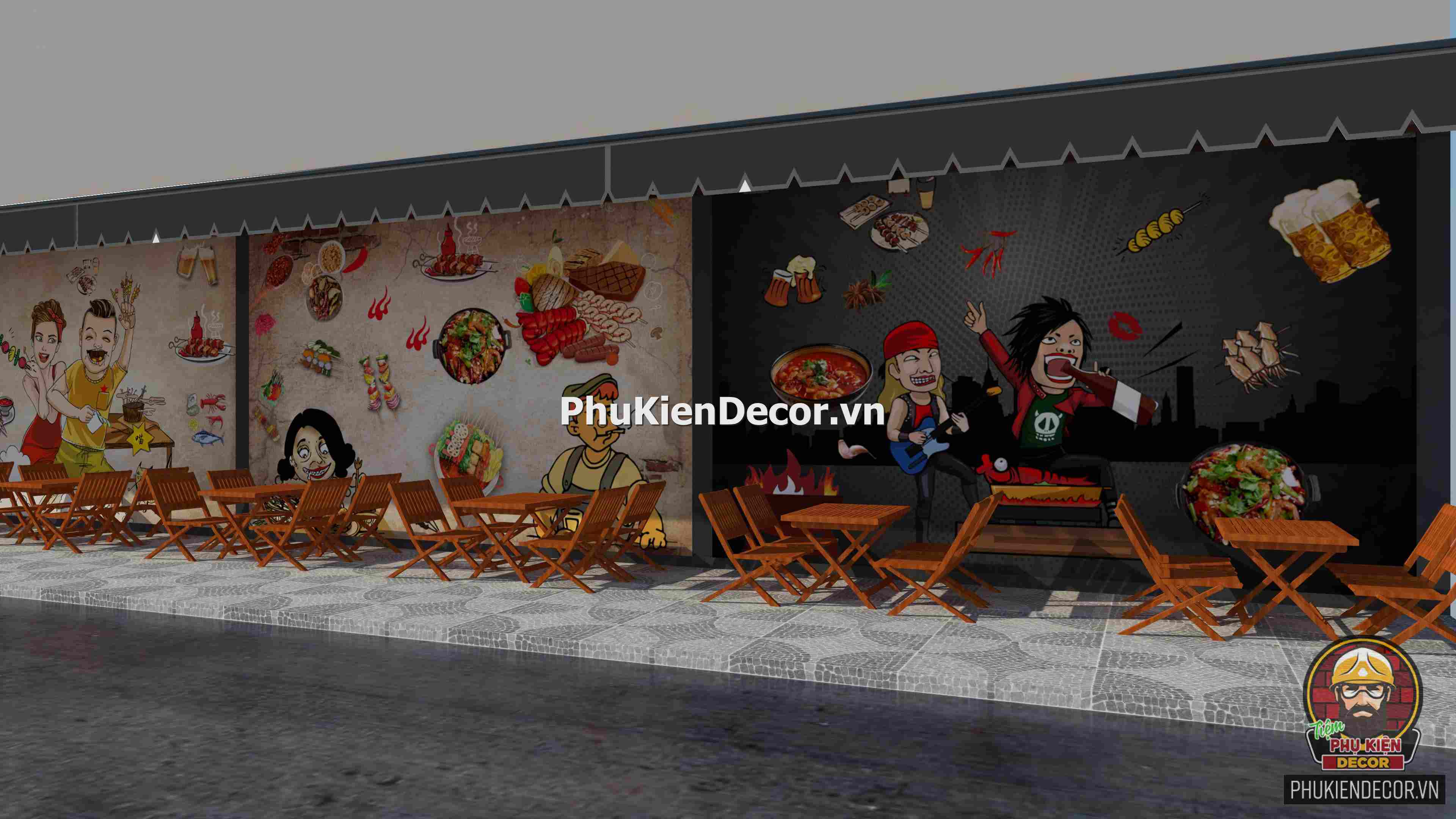 Mẫu thiết kế trang trí quán Lẩu nướng bình dân, đẹp và độc đáo Mẫu thiết kế trang trí quán Lẩu nướng bình dân, đẹp và độc đáo