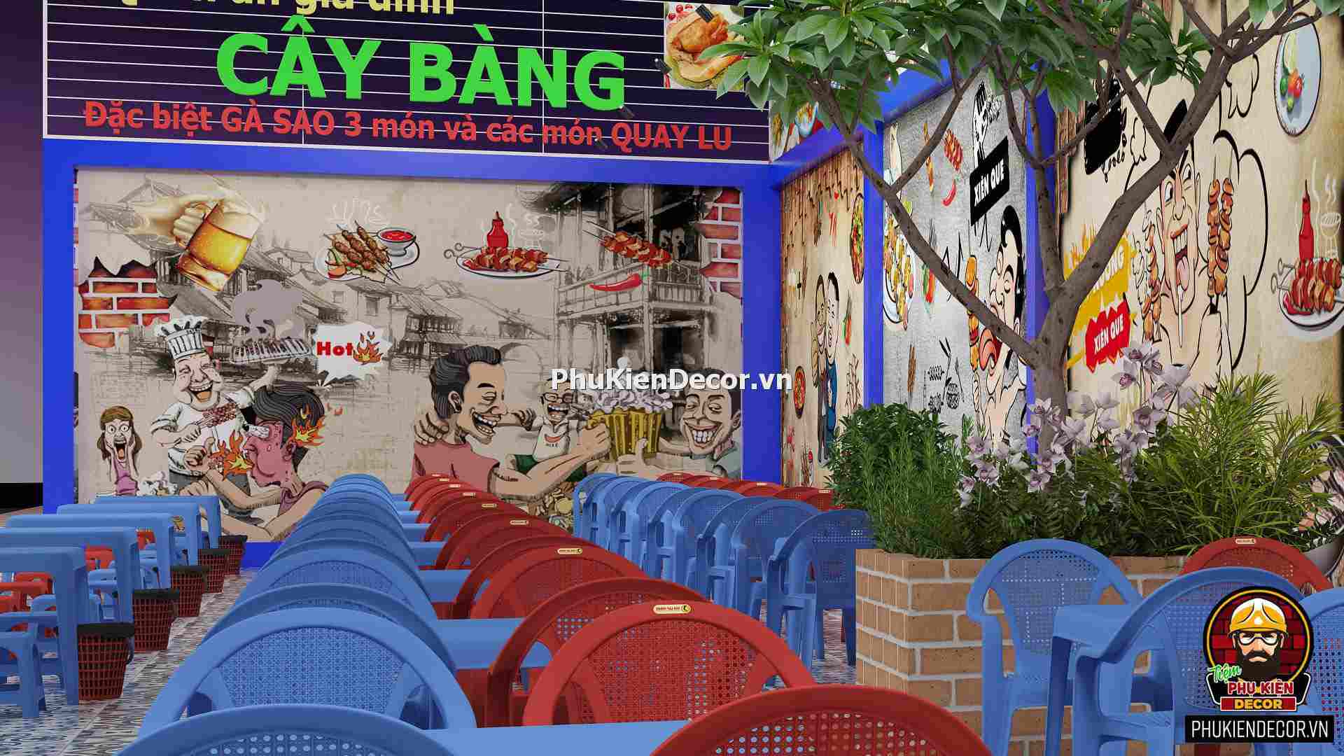 Mẫu thiết kế trang trí quán Lẩu nướng bình dân, đẹp và độc đáo Mẫu thiết kế trang trí quán Lẩu nướng bình dân, đẹp và độc đáo