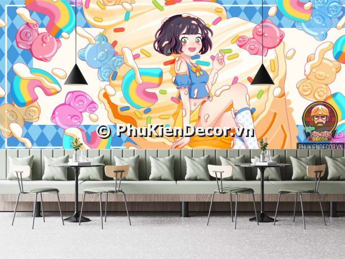 Sử dụng mẫu tranh dán tường 3d, giúp trang trí cho Quán kem trở nên dễ thương, cute, cực kì thích hợp với Giới trẻ Sử dụng mẫu tranh dán tường 3d, giúp trang trí cho Quán kem trở nên dễ thương, cute, cực kì thích hợp với Giới trẻ