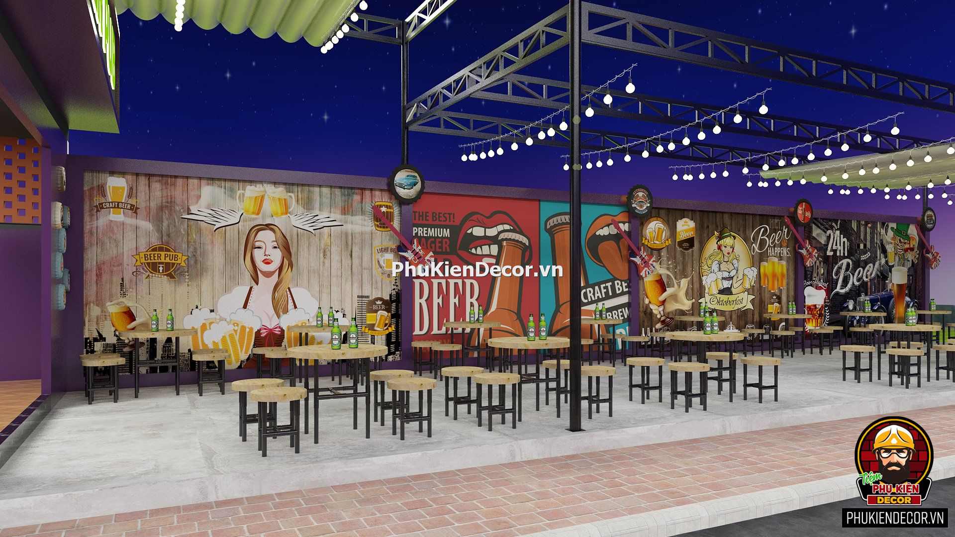 Tranh dán tường quán Bia, Quán Nhậu Bar Pub theo phong cách độc đáo Tranh dán tường quán Bia, Quán Nhậu Bar Pub theo phong cách độc đáo