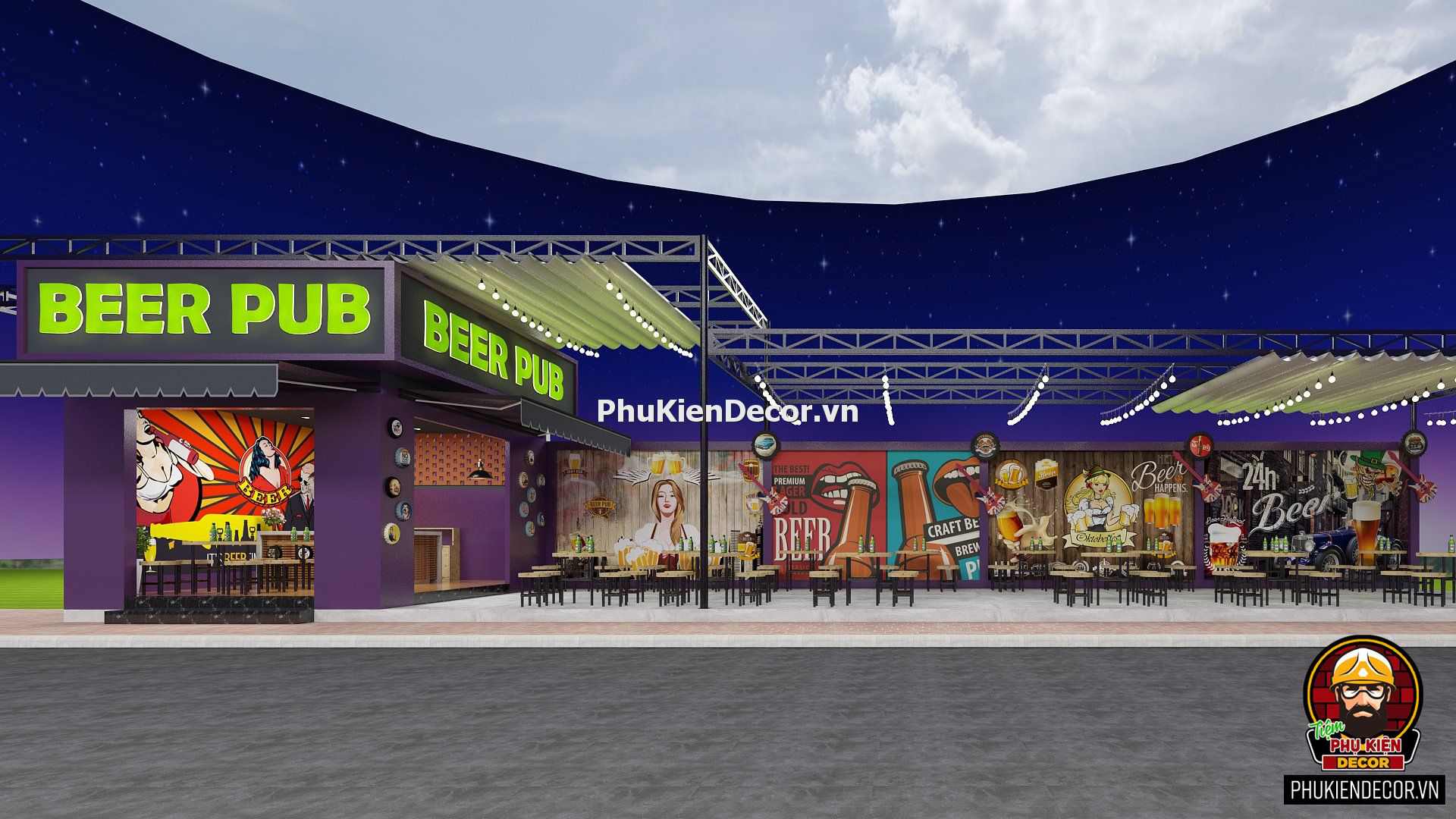 Tranh dán tường quán Bia, Quán Nhậu Bar Pub theo phong cách độc đáo Tranh dán tường quán Bia, Quán Nhậu Bar Pub theo phong cách độc đáo