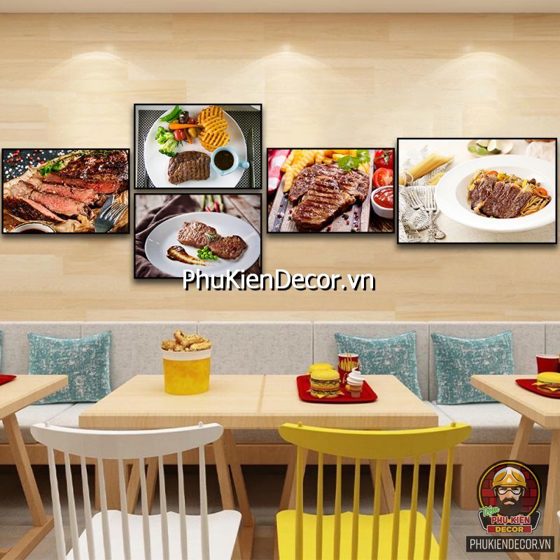 Sử dụng mẫu tranh treo tường quán bò bít tết đặc trưng, độc lạ  Sử dụng mẫu tranh treo tường quán bò bít tết đặc trưng, độc lạ