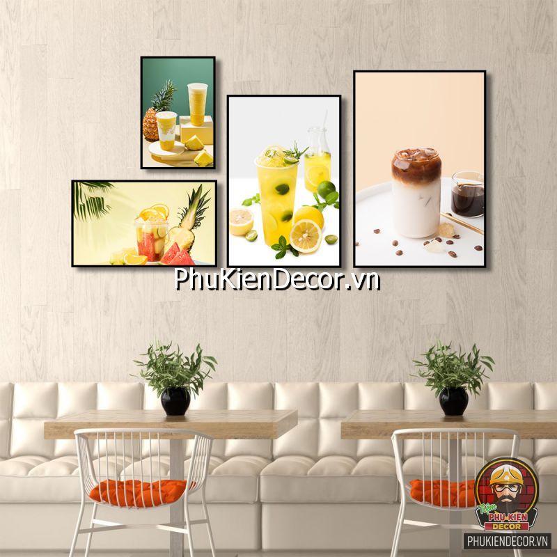 Mẫu tranh treo tường tiệm trà chanh thịnh hành Mẫu tranh treo tường tiệm trà chanh thịnh hành