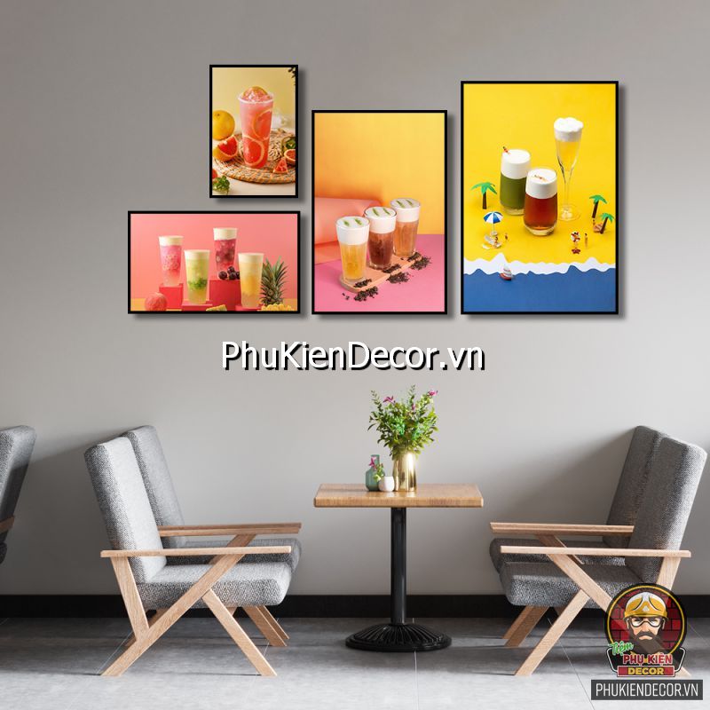 Mẫu tranh treo tường tiệm trà chanh thịnh hành Mẫu tranh treo tường tiệm trà chanh thịnh hành