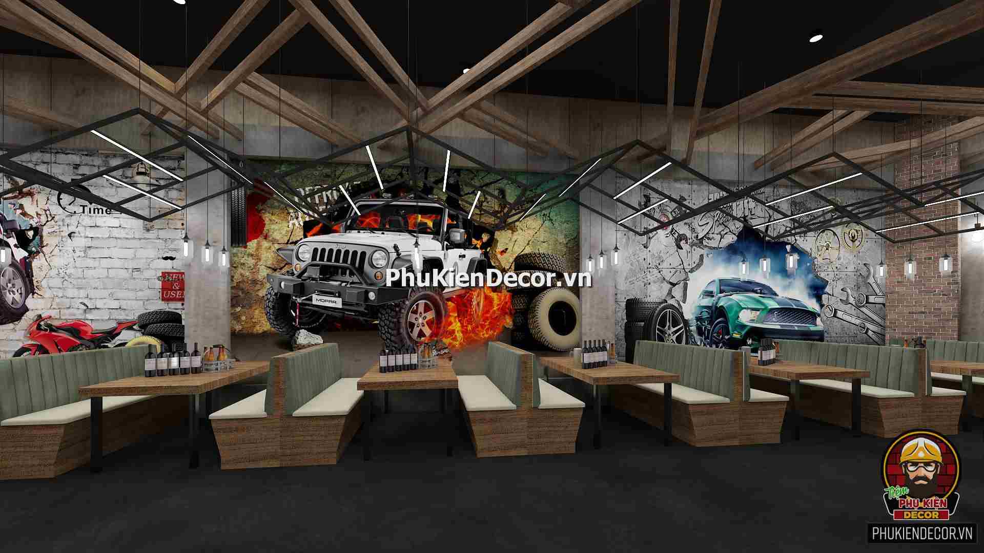 Mô hình quán Bia phong cách Chất, dành cho Khách hàng đam mê xe Ô Tô và Tốc độ Mô hình quán Bia phong cách Chất, dành cho Khách hàng đam mê xe Ô Tô và Tốc độ