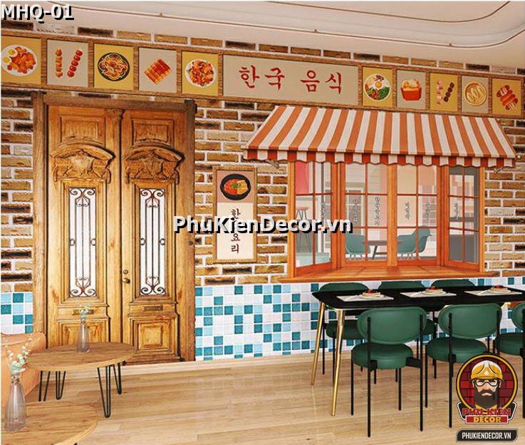 Setup trang trí Mô hình Lẩu Nướng Hàn Quốc (K-BBQ) bằng tranh dán tường 3D Setup trang trí Mô hình Lẩu Nướng Hàn Quốc (K-BBQ) bằng tranh dán tường 3D