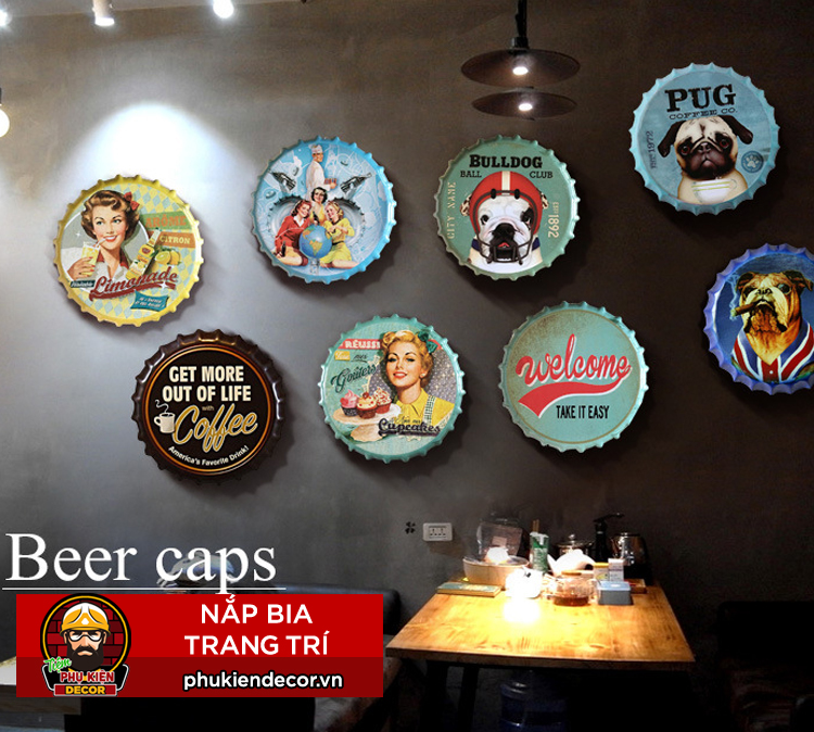 Nắp Bia trang trí treo tường rất đẹp và ấn tượng