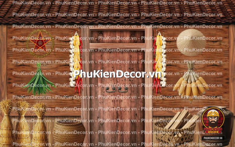 Trang trí quán ăn bằng tranh tường 3D vách gỗ cũ Trang trí quán ăn bằng tranh tường 3D vách gỗ cũ