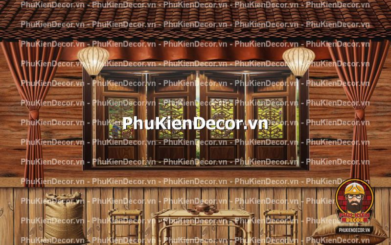 Trang trí quán ăn bằng tranh tường 3D vách gỗ cũ Trang trí quán ăn bằng tranh tường 3D vách gỗ cũ