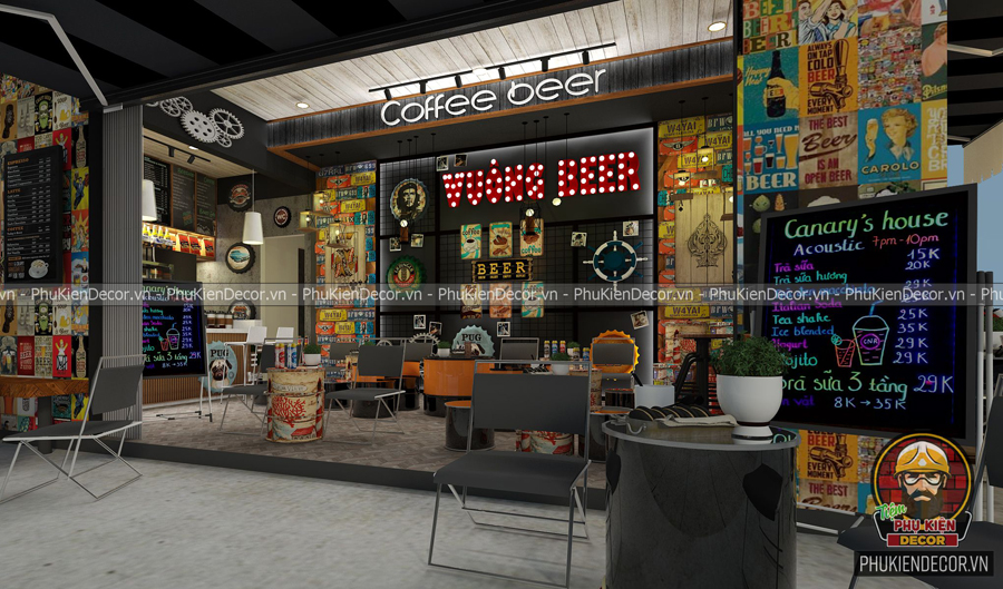 Bạn là người yêu thích không gian quán cafe beer lịch sự, sang trọng và đầy màu sắc? Chúng tôi mang đến cho bạn hình ảnh thiết kế quán cafe beer đẹp mắt, tối ưu không gian để khách hàng có thể thưởng thức ly bia thơm ngon cùng bạn bè thân thiết.