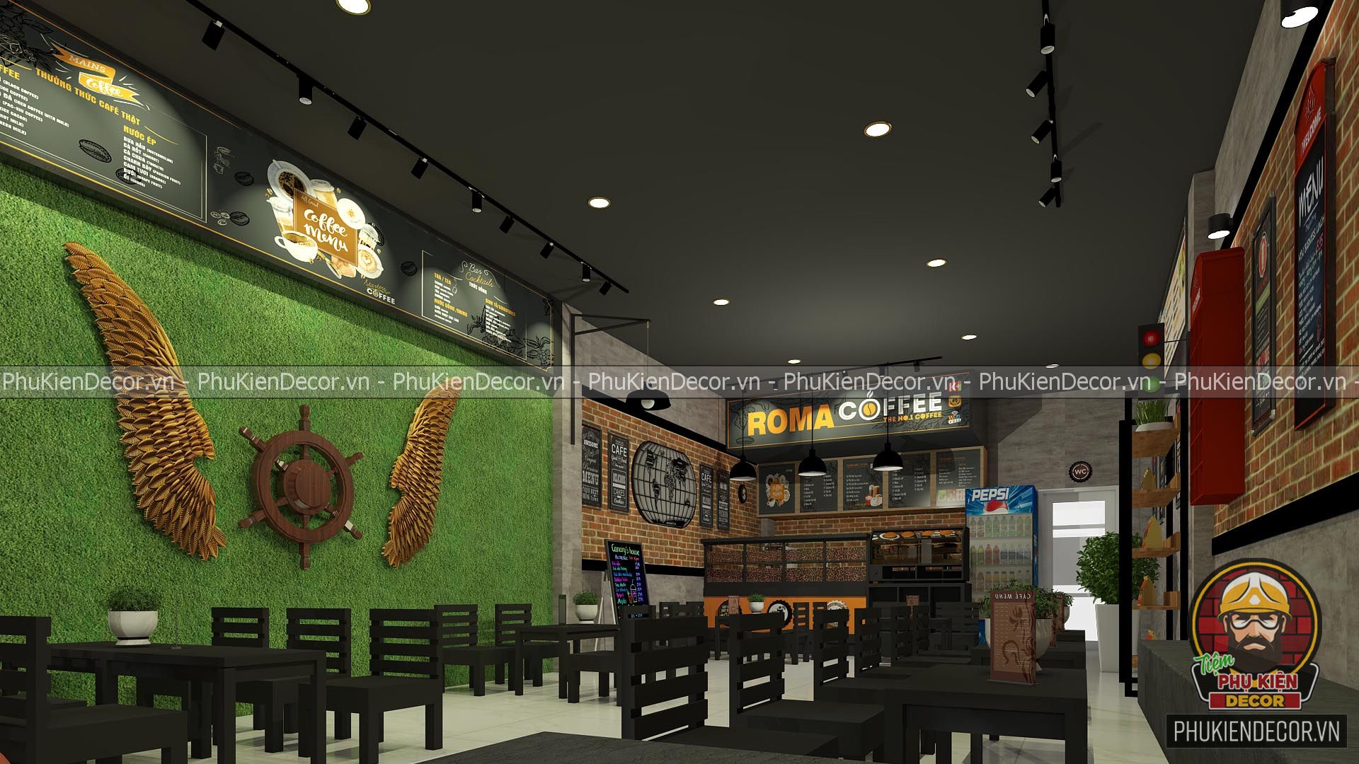 Các đồ treo tường giúp người Setup thỏa ý tưởng sáng tạo để Thiết kế Quán Cafe nhỏ đẹp, Đơn giản Các đồ treo tường giúp người Setup thỏa ý tưởng sáng tạo để Thiết kế Quán Cafe nhỏ đẹp, Đơn giản